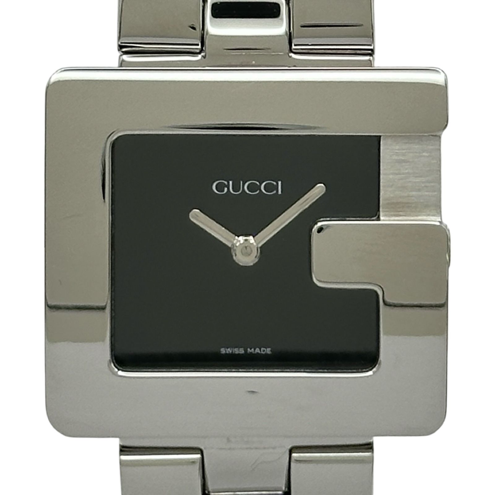 GUCCI 腕時計 Gスクエア レディース クォーツ シルバー 箱付き 台座欠品 グッチ GUCCI Gスクエア 3600J ブラック ステンレススチール クオーツ