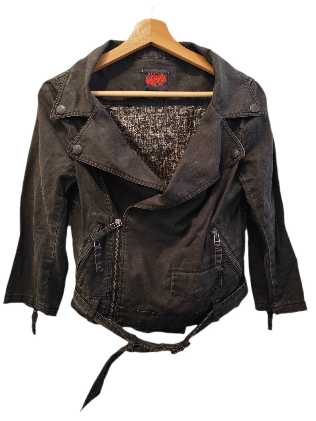 Jean Paul GAULTIER リネン混ダブルライダース size:40 ブラック スレ有