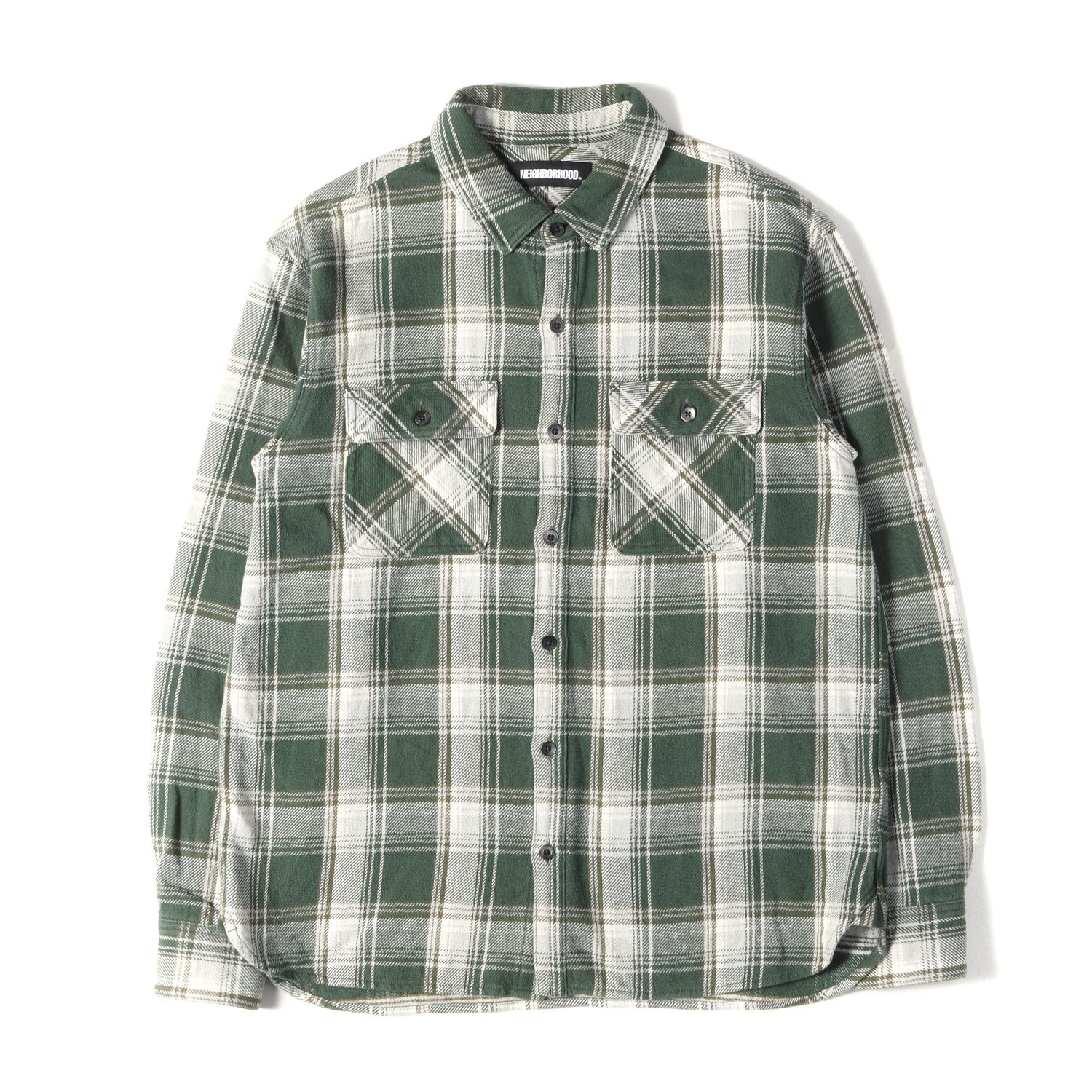NEIGHBORHOOD ネイバーフッド シャツ グリーン グレー サイズ:L 20AW ヘビーチェック フランネルシャツ (CABELLA / C-SHIRT. LS) トップス カジュアルシャツ 長袖【メンズ】【中古】