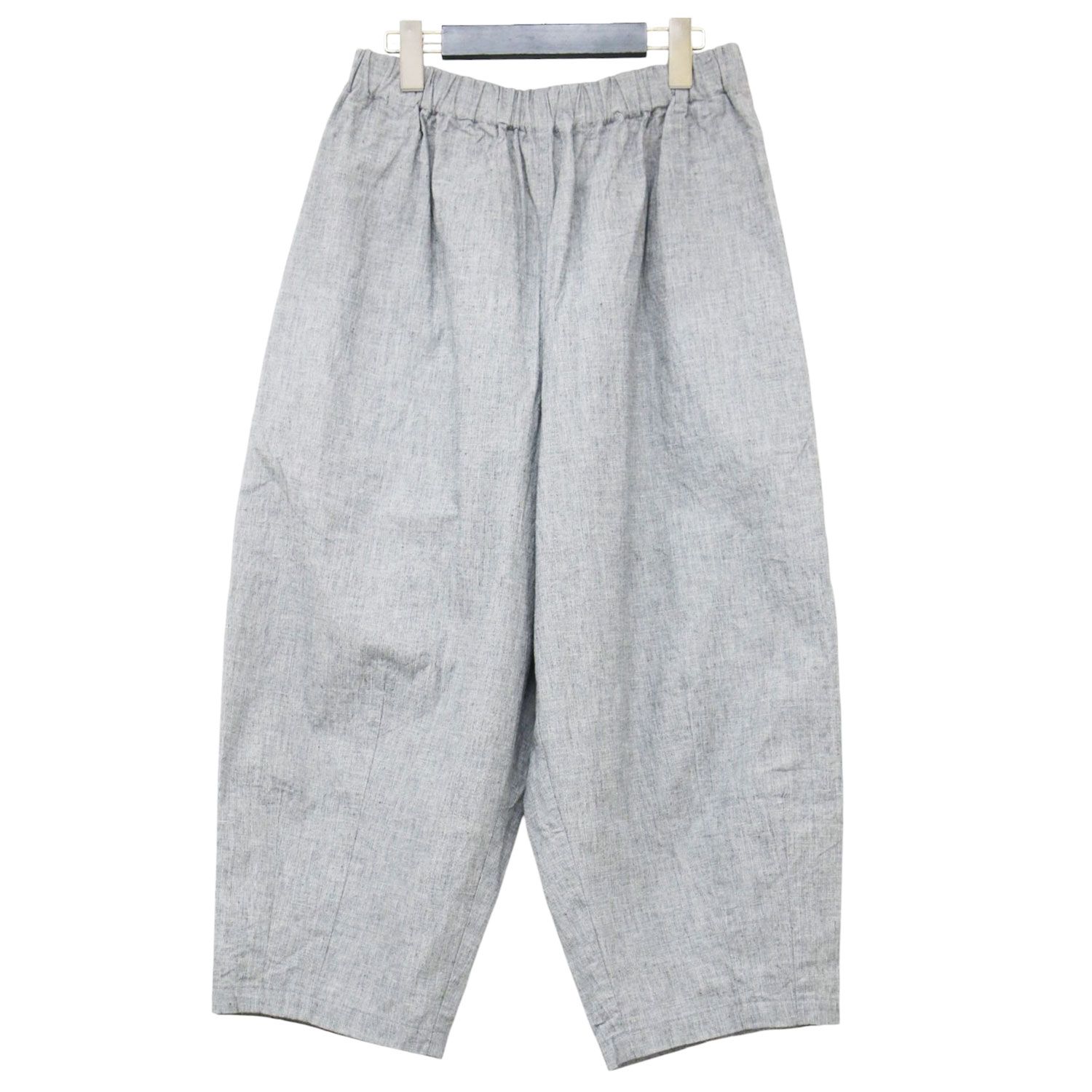 HUIS ハウス パンツ グレー サイズ:FREE 24春夏 コットン リネン バフクロス バルーンパンツ ワイドパンツ ウエストゴム クロップド丈 テーパード ボトムス ズボン【レディース】【中古】