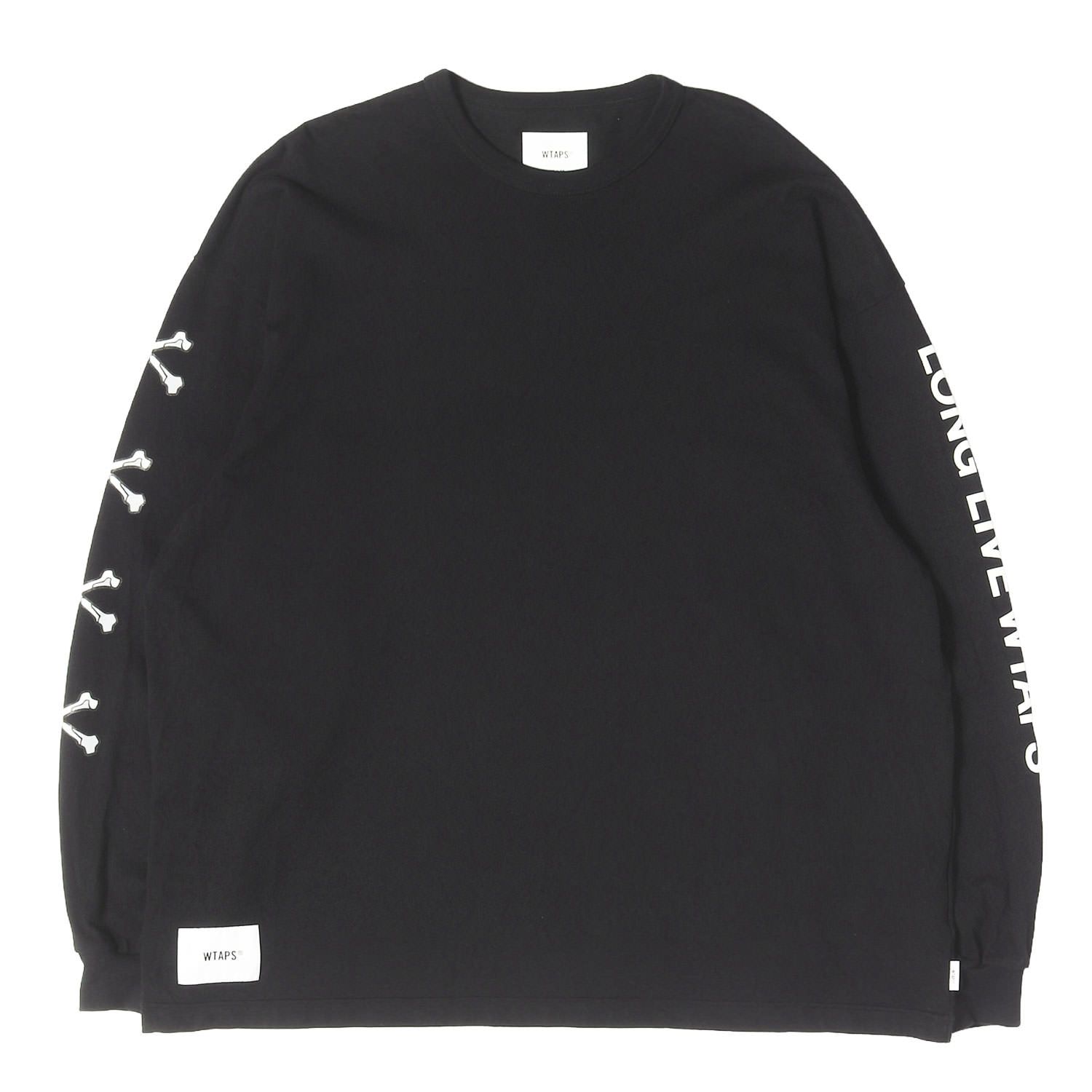 【美品】WTAPS ダブルタップス Tシャツ ブラック 黒 サイズ:L 22AW 袖クロスボーン ロングスリーブTシャツ (LXLXW / LS / COTTON) トッス カットソー 長袖【メンズ】【中古】