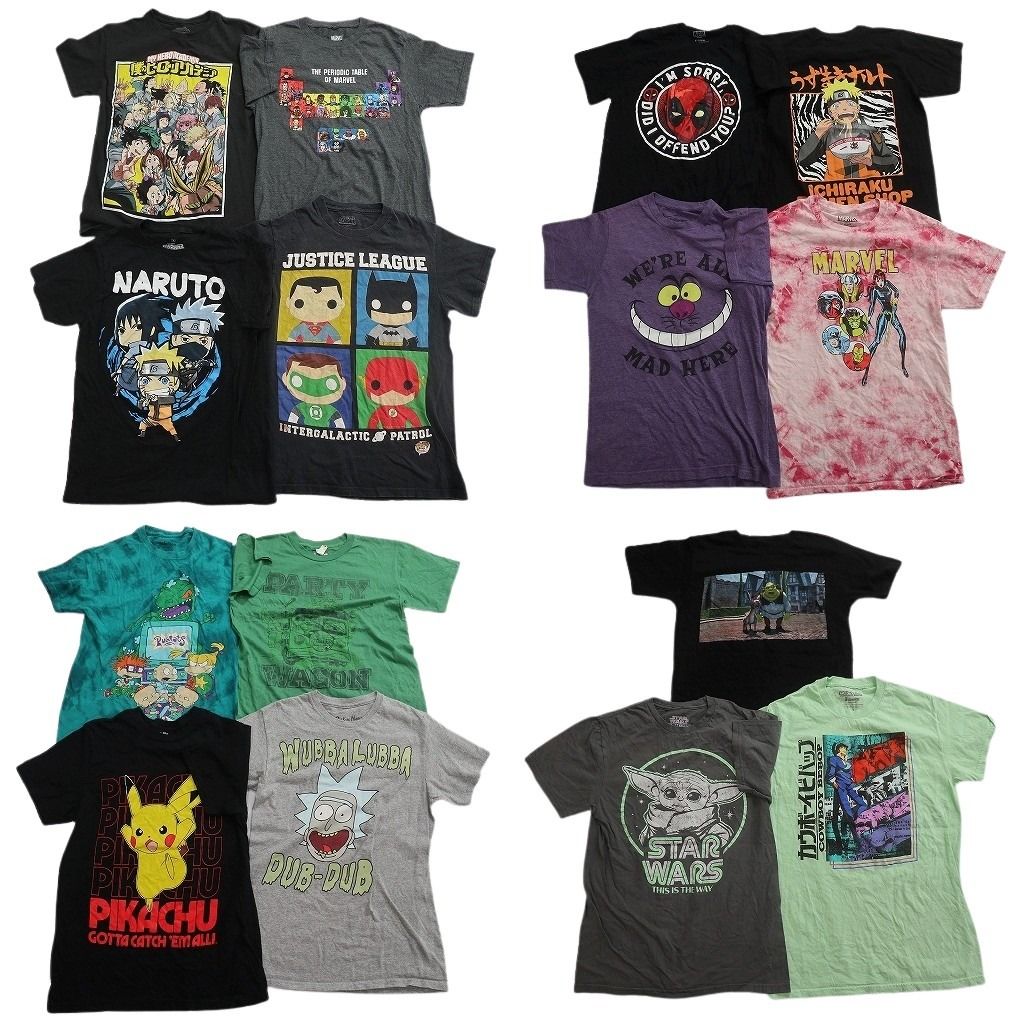 古着卸 まとめ売り キャラクター Tシャツ 15枚セット ( メンズ S ) スターウォーズ リックアンドモーティ ポケモン 中古 古着 NF3467
