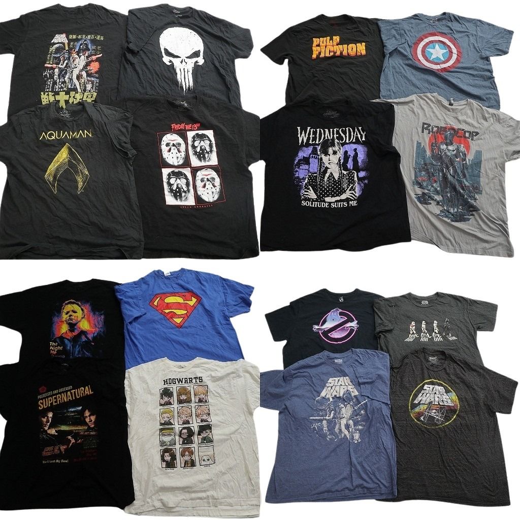 古着卸 まとめ売り 映画・ドラマ Tシャツ 16枚セット ( メンズ 2XL ) ゴーストバスターズ スターウォーズ DCコミック 中古 古着 NF3478