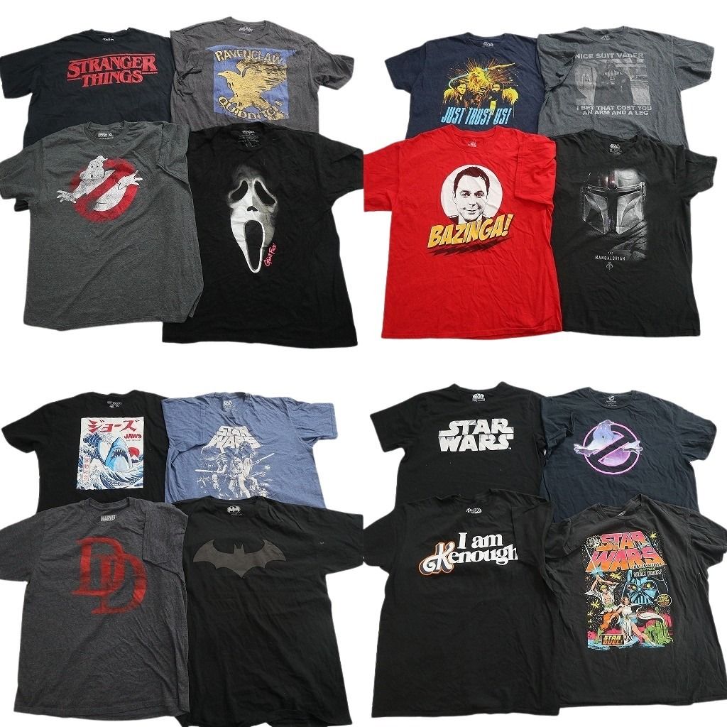 古着卸 まとめ売り 映画・ドラマ Tシャツ 16枚セット ( メンズ XL ) スターウォーズ ゴーストバスターズ ジョーズ 中古 古着 NF3479