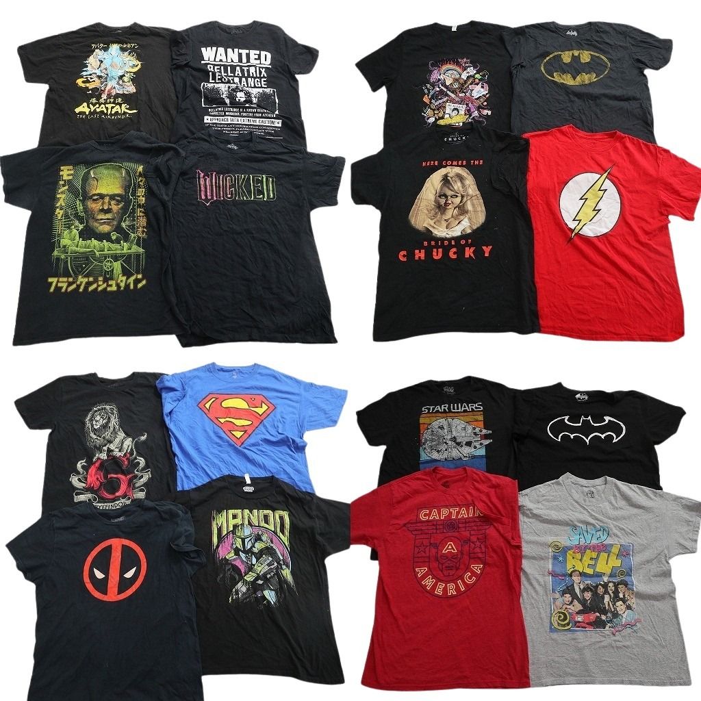 古着卸 まとめ売り 映画・ドラマ Tシャツ 16枚セット ( メンズ L ) デッドプール マーベル スターウォーズ 中古 古着 NF3480