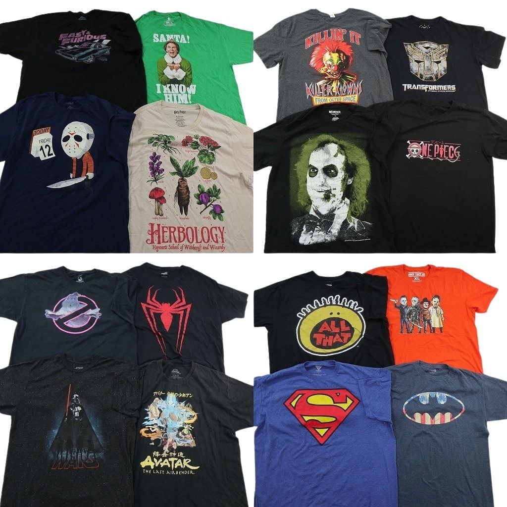 古着卸 まとめ売り 映画・ドラマ Tシャツ 16枚セット ( メンズ XL ) ゴーストバスターズ スパイダーマン スターウォーズ 中古 古着 NF3485