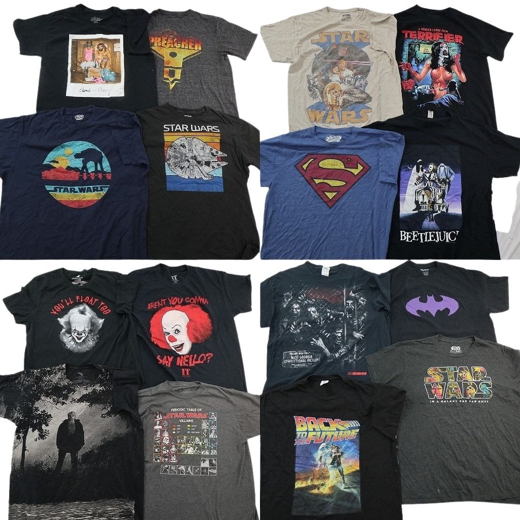 古着卸 まとめ売り 映画・ドラマ Tシャツ 16枚セット ( メンズ L/XL ) スターウォーズ バックトゥザフューチャー 中古 古着 NF3486