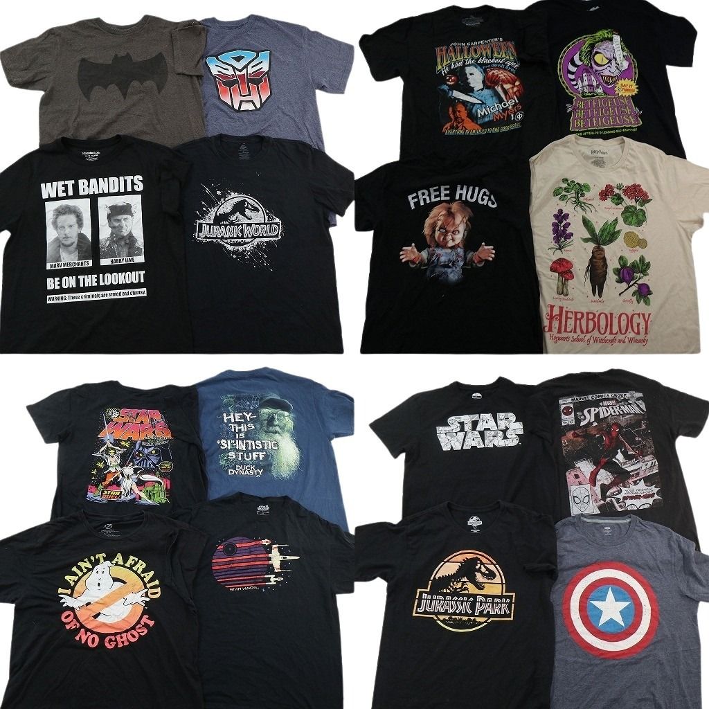 古着卸 まとめ売り 映画・ドラマ Tシャツ 16枚セット ( メンズ L ) ジュラシックパーク スパイダーマン スターウォーズ 中古 古着 NF3487