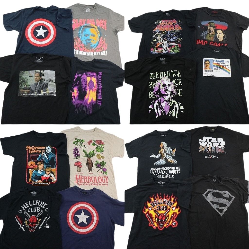 古着卸 まとめ売り 映画・ドラマ Tシャツ 16枚セット ( メンズ L ) スターウォーズ スーパーマン DCコミック マーベル 中古 古着 NF3488