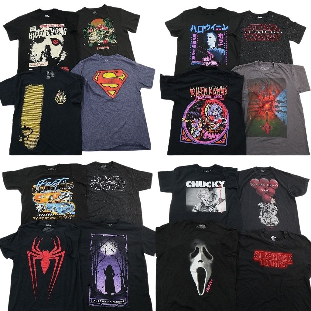 古着卸 まとめ売り 映画・ドラマ Tシャツ 16枚セット ( メンズ M/L ) ストレンジャーシングス チャイルドプレイ 中古 古着 NF3489