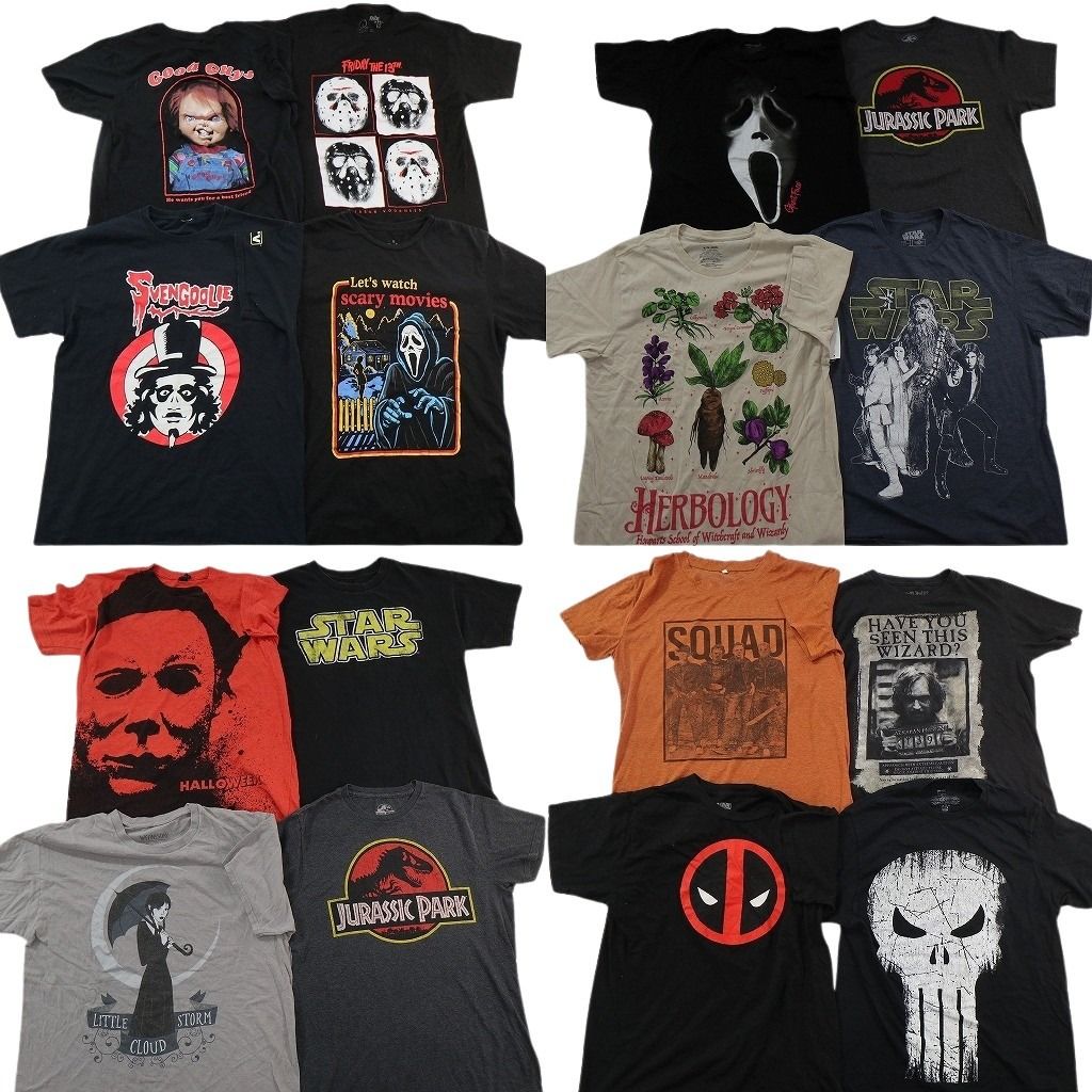 古着卸 まとめ 映画・ドラマ Tシャツ 16枚セット ( メンズ M ) ジュラシックワールド スターウォーズ チャイルドプレイ 中古 古着 NF3490