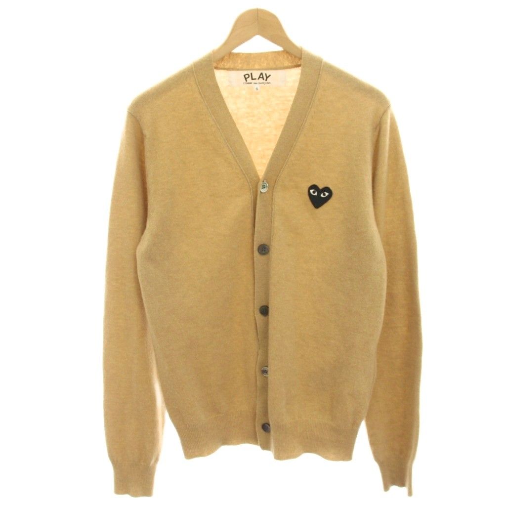 プレイコムデギャルソン PLAY COMME des GARCONS AD2018/7 ニットカーディガン ウール 長袖 ハートロゴ S ベージュ AZ-N024 /HN