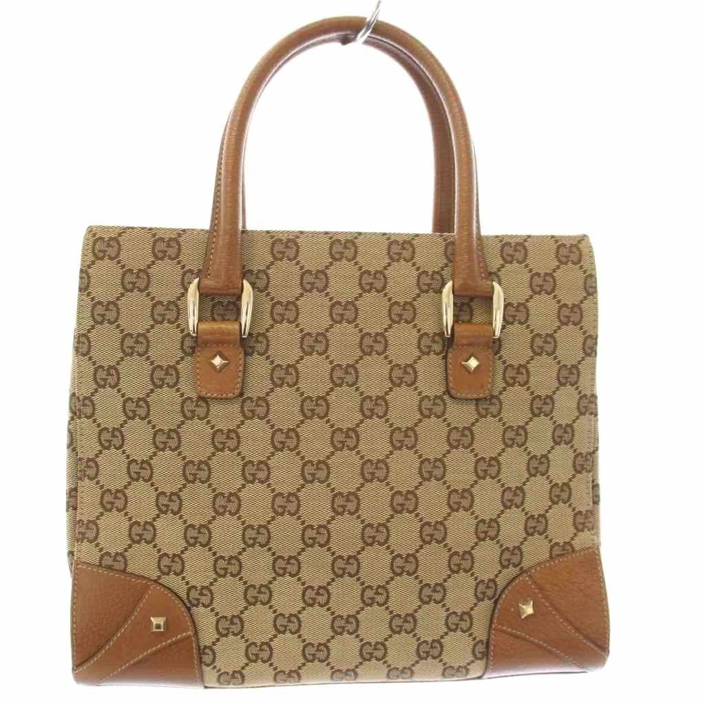 グッチ GUCCI GGキャンバス ハンドバッグ トートバッグ スタッズ ベージュ 120895 /TK ■OH