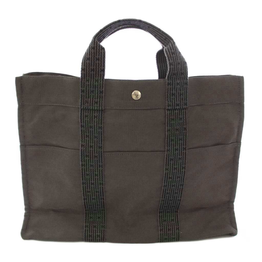 エルメス HERMES エールライン MM トートバッグ キャンバス グレー /TK ■OH
