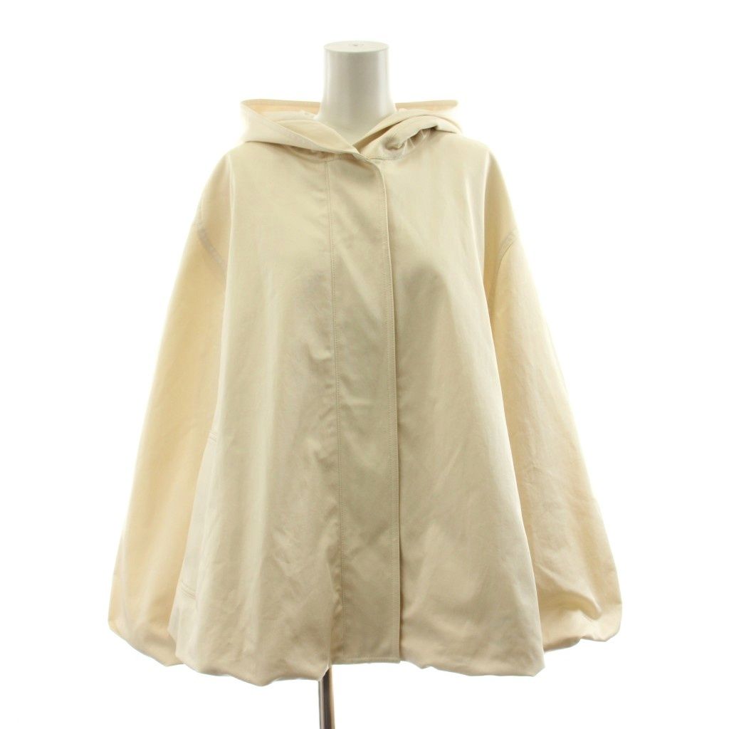 セオリーリュクス theory luxe 26SS GLOSSED SATIN GOLDIE PARKA フーデットブルゾン ジャケット パーカー ジップアップ サテン 38 アイボリー 03-6109610 /KU