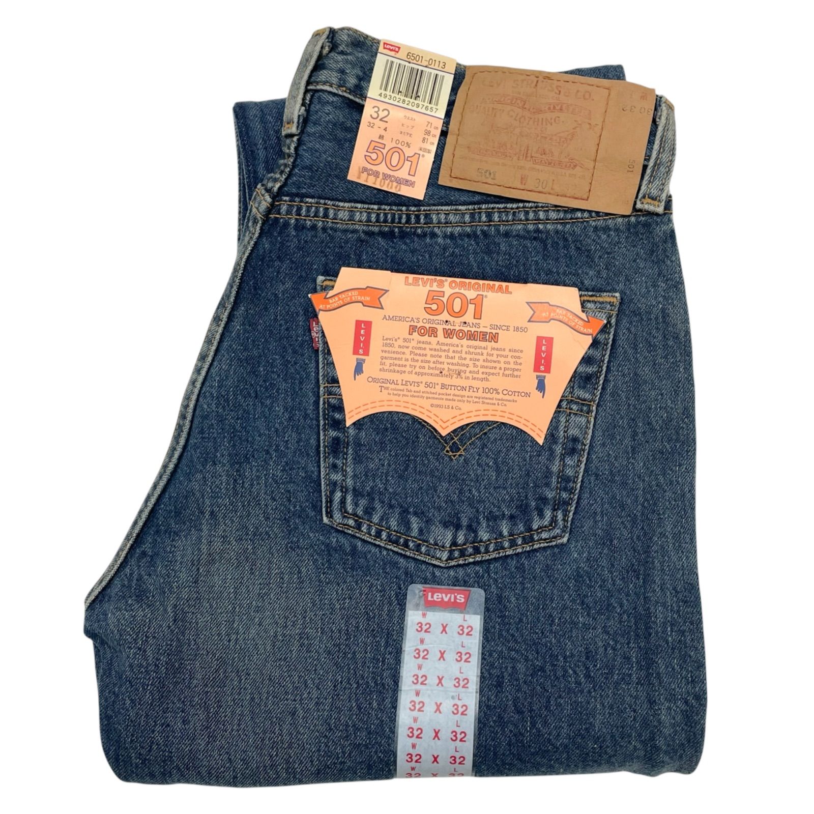 未使用品 USA製 W30L32 LEVI'S 6501-0113 501 デニム ジーンズ ウォッシュ加工 デッドストック