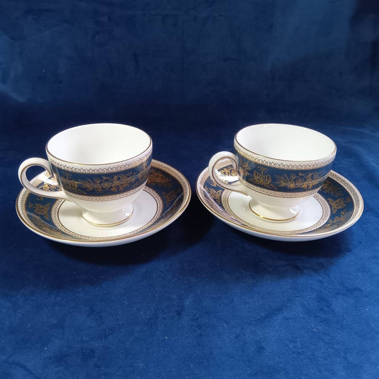 ウェッジウッド Wedgwood コロンビア ブルー＆ゴールド カップ＆ソーサー 2客 260516-250