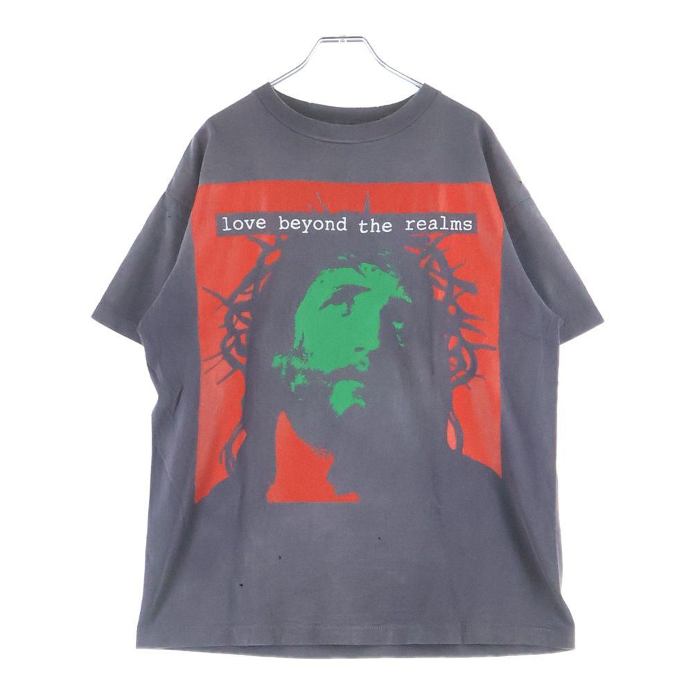 SAINT MICHAEL (セントマイケル) 24SS ヴィンテージ加工 LOVE BEYOND 半袖Tシャツ カットソー ブラック SM-YS8-0000-C23