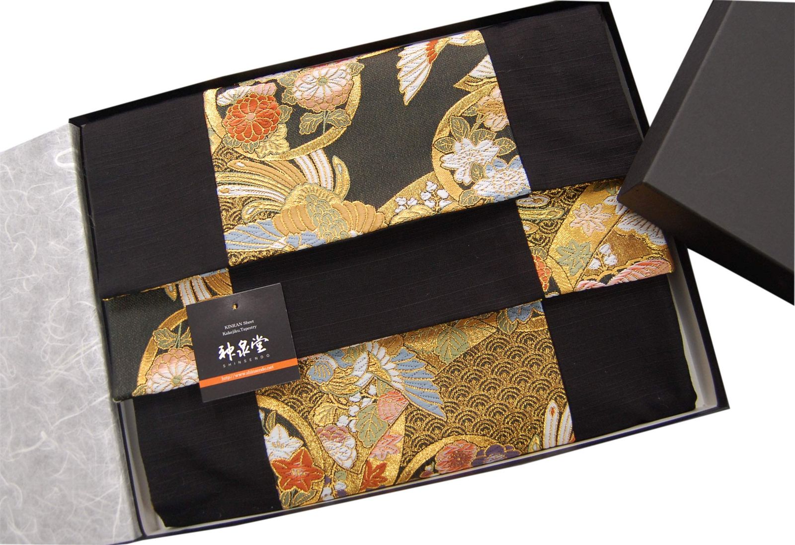 和風 着物帯 テーブルランナー 150×30cm 金襴織 リバーシブル ギフト箱入り（包装済） 日本製 (明日香)送料無料 1f151628