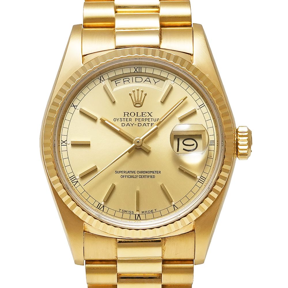 1987年前後 箱・保証書付き ROLEX デイデイト Ref.18038 中古品 シャンパンゴールド メンズ 腕時計