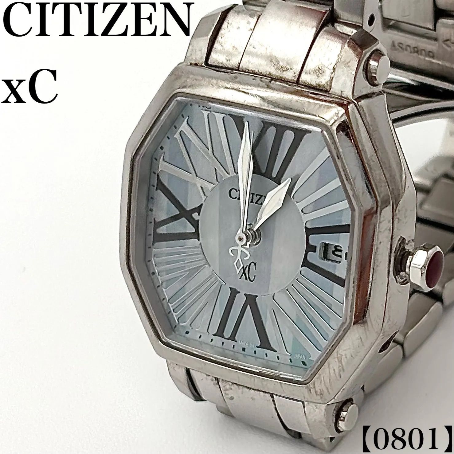 稼働品 Working item シチズン CITIZEN 腕時計 レディース Ladies クォーツ Quartz H010-T014135 クロスシー xC エコドライブ 電波ソーラー オクタゴン 八角形 3針 0801