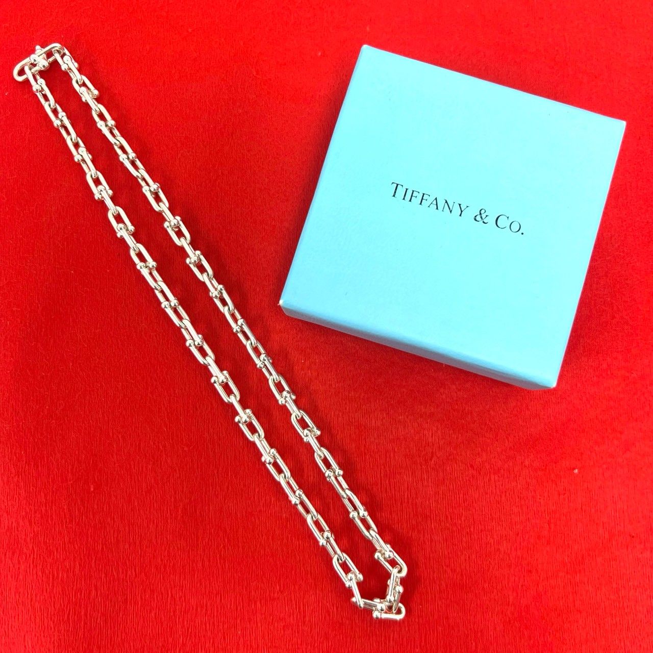 極 美品 TIFFANY&Co. ティファニー ハードウェア スモールリンク ネックレス シルバー925 アクセサリー シルバー 33530