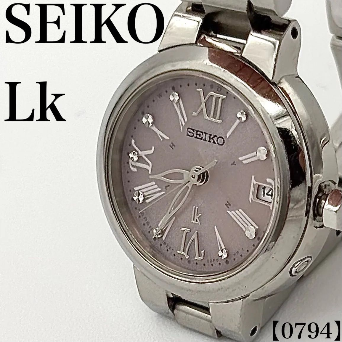 稼働品 Working item セイコー SEIKO 腕時計 レディース Ladies クォーツ Quartz 1B22-0BL0 ルキア LUKIA エコドライブ 電波ソーラー ピンク文字盤 ラウンド 3針 0794