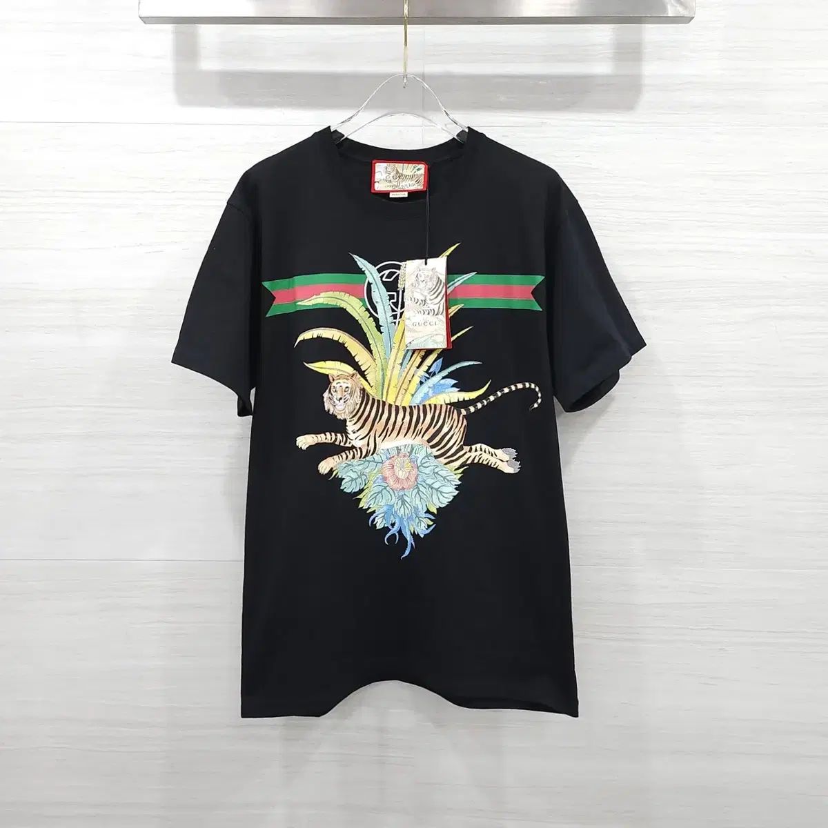 S / グッチ 3本線 タイガー プリンティング 半袖 Tシャツ 548334