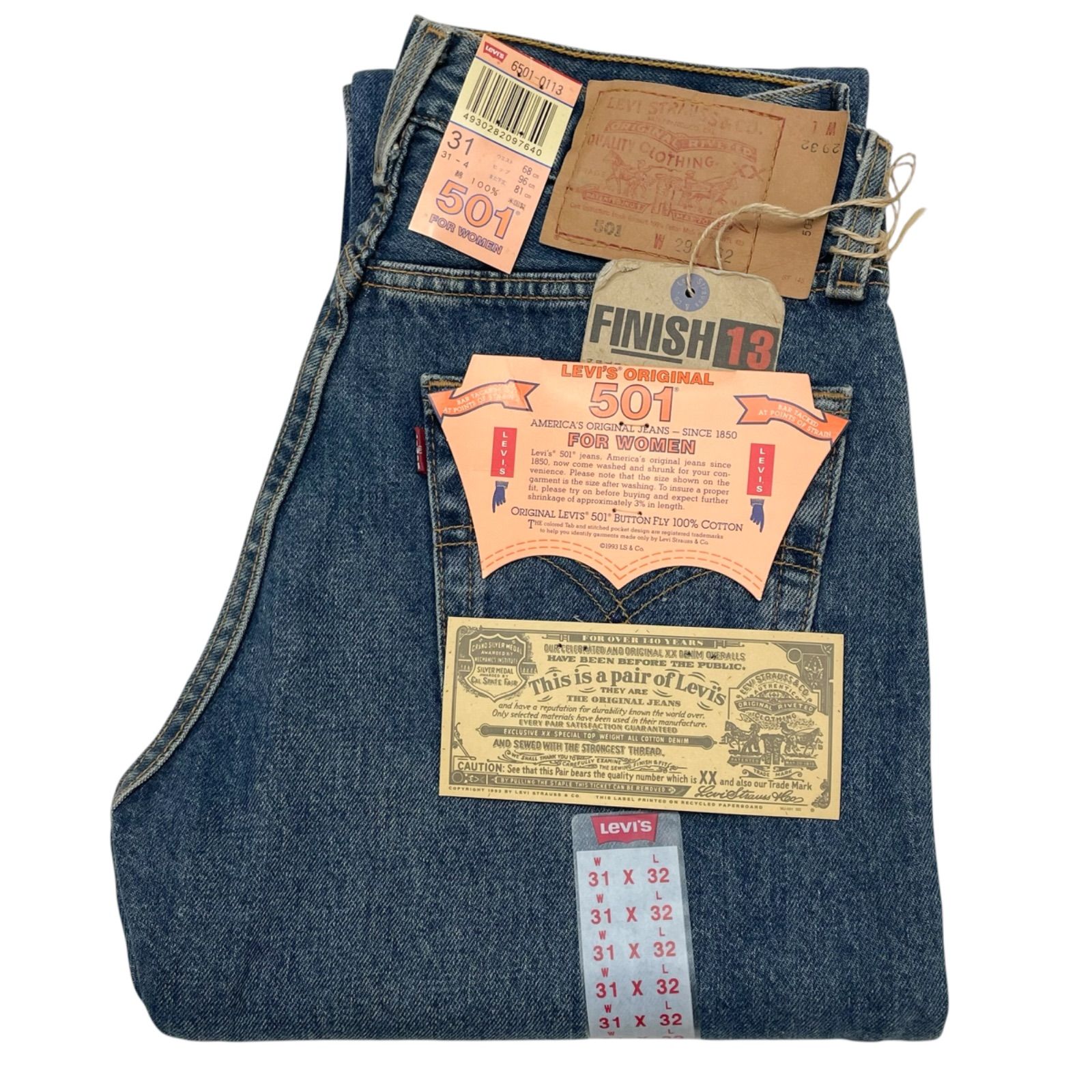 未使用品 USA製 W29L32 LEVI'S 6501-0113 501 デニム ジーンズ ウォッシュ加工 デッドストック 10,952円