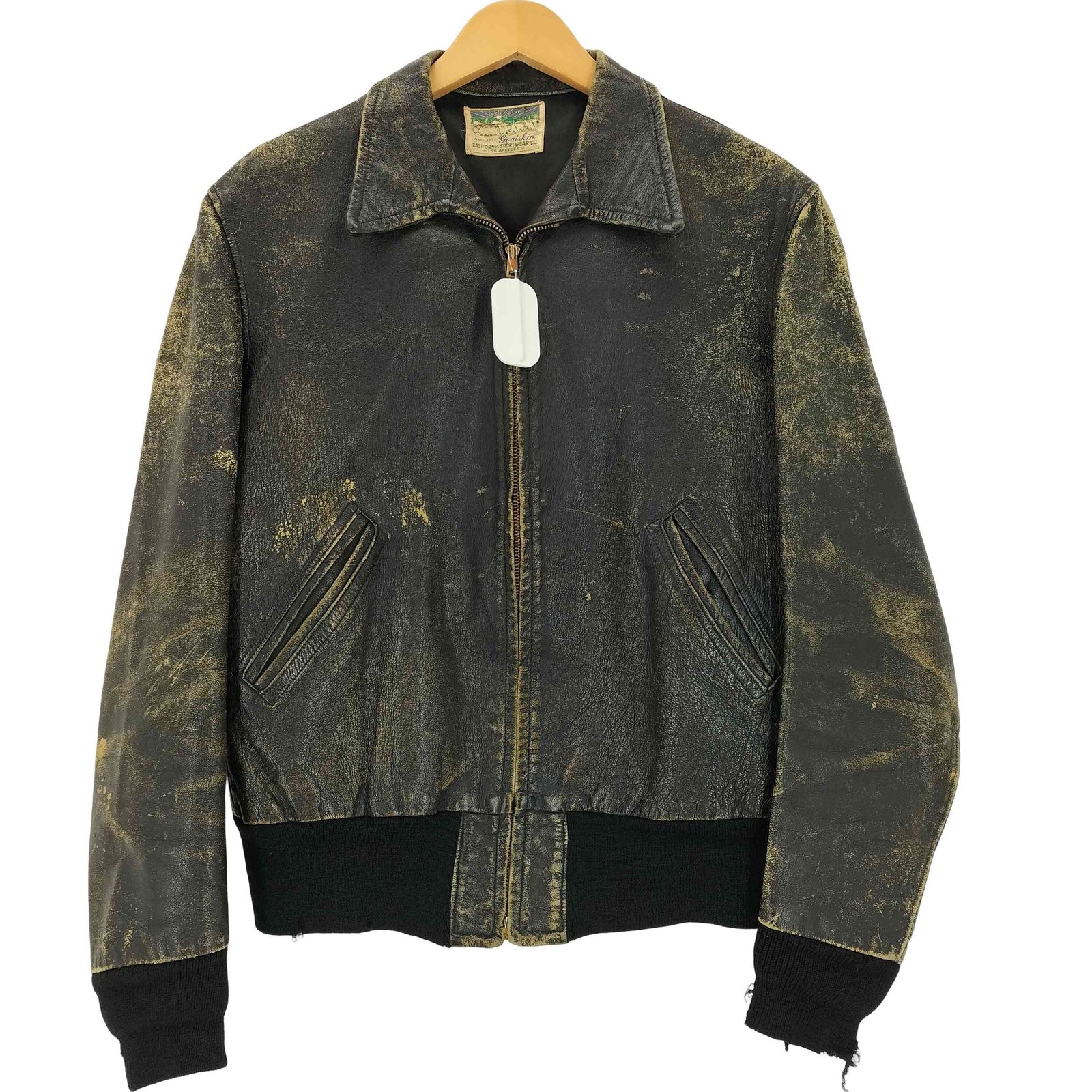 ユーズドフルギ USED古着 {{CALIFORNIAN}} 50~60s GOATSKIN ゴートスキン 棒TALON レザージャケット メンズ 表記無