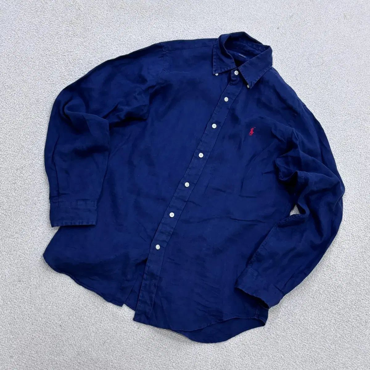 S POLO RALPH LAUREN メンズ クラシックフィット ネイビー リネン シャツ 0616E2