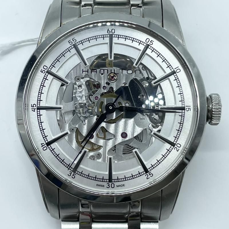 【中古】HAMILTON レイルロード スケルトン シルバーカラー オートマチック H406550 ハミルトン[19]