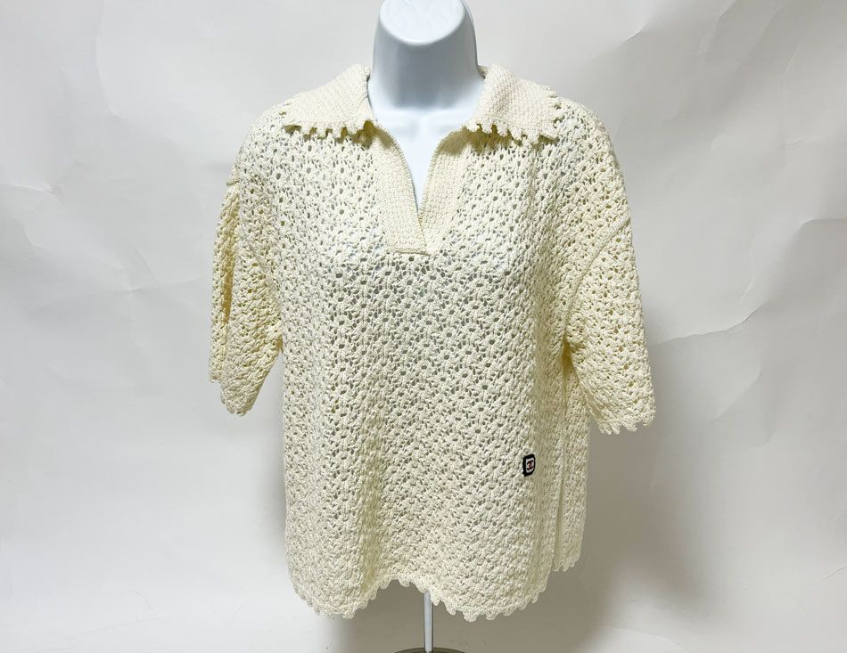 CHANEL シャネル レディース トップス 2026年 ココ ビーチ クロシェニットポロ アイボリー サイズ：38 P81595 K11846 AW001 美品