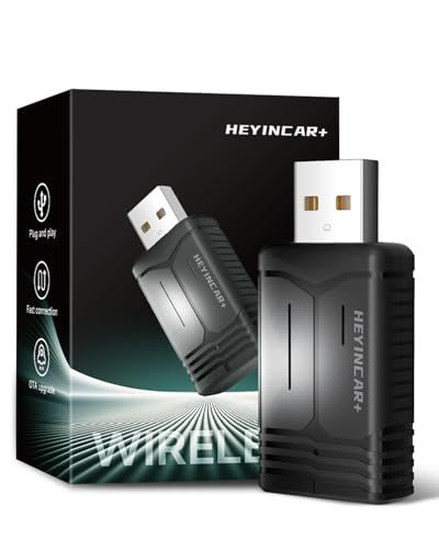 【コンパクトな設計 ワイヤレスアダプター最新登場】HEYINCAR+ ワイヤレスCarPlay/Android Auto アダプター CarPlay＆AndroidAutoをワイヤレス化 純正な有線CarPlay/Android Auto搭載する車専用 Bas