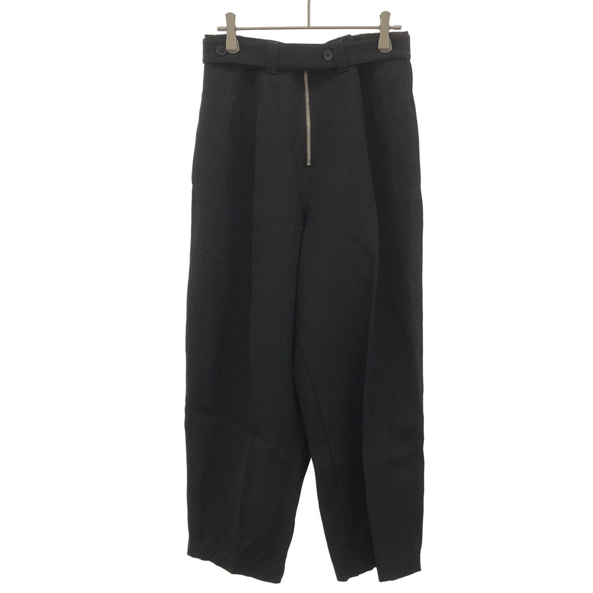 JIL SANDER ジルサンダー 21SS レーヨンシルクベルテッドトラウザーパンツ JSPS311205 WS390300 ブラック 36