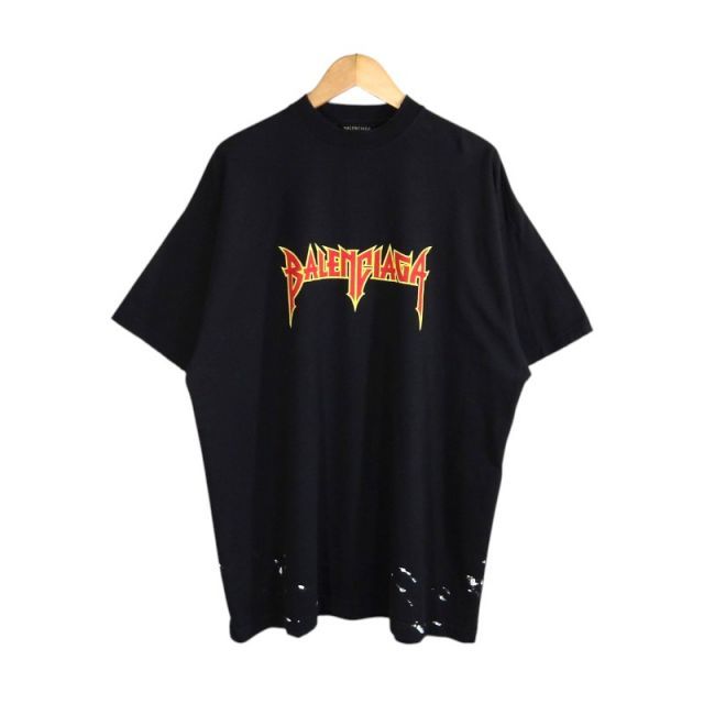 BALENCIAGA METAL LOGO CRASHED SS TEE サイズL 694576 TMV88 バレンシアガ メタル ロゴ クラッシュド ショートスリーブ Tシャツ トップス 大名店