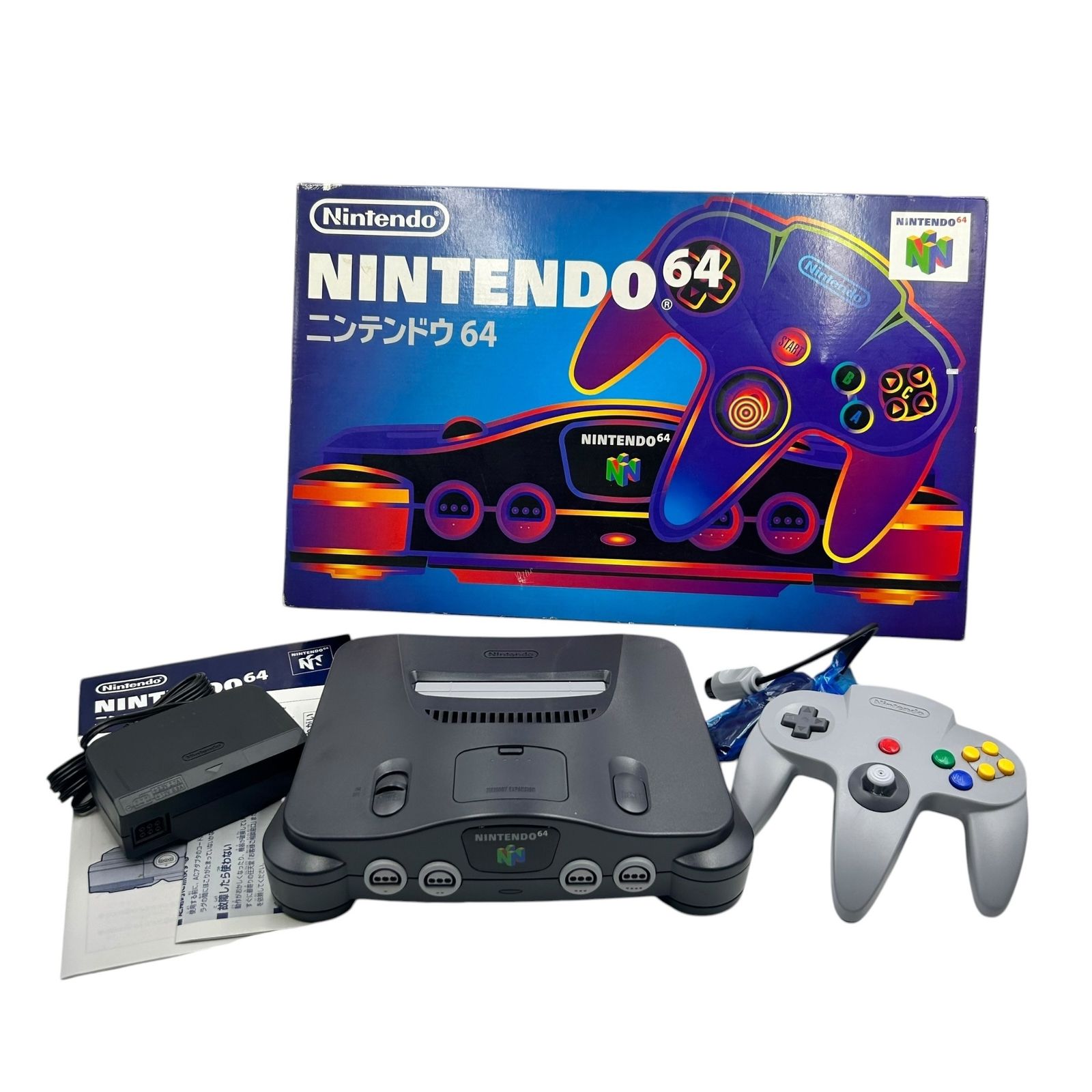 ■極美品 任天堂 Nintendo64 NUS-001 本体 箱説明書付 コントローラー ACアダプター付 動作確認済み 外箱ダメージあり2636207,2636207