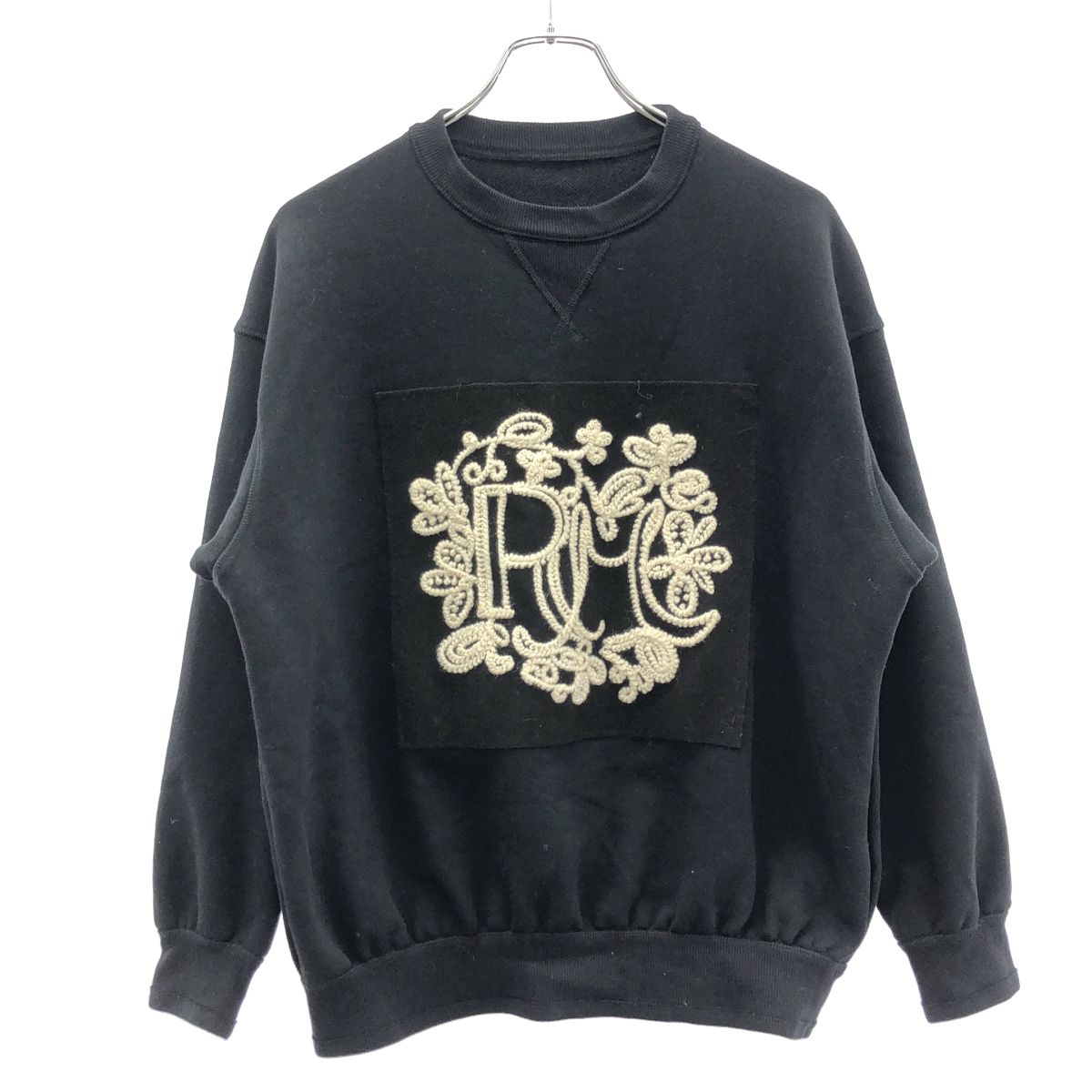 Rosy Monster ロージーモンスター エンブロイダリーパッチ スウェットトレーナー RMAT-0223A ブラック F