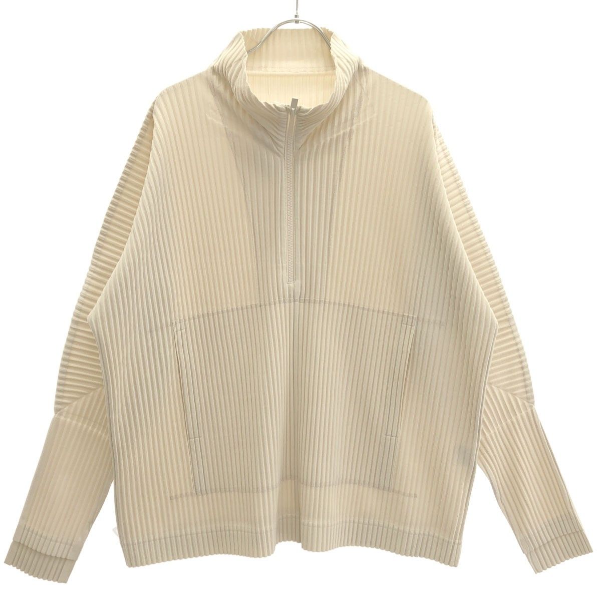 HOMME PLISSE ISSEY MIYAKE オム プリッセ イッセイ ミヤケ 26SS MONTHLY COLORS : MARCH ハーフジッププルオーバー HP61JK032 アイボリー 2