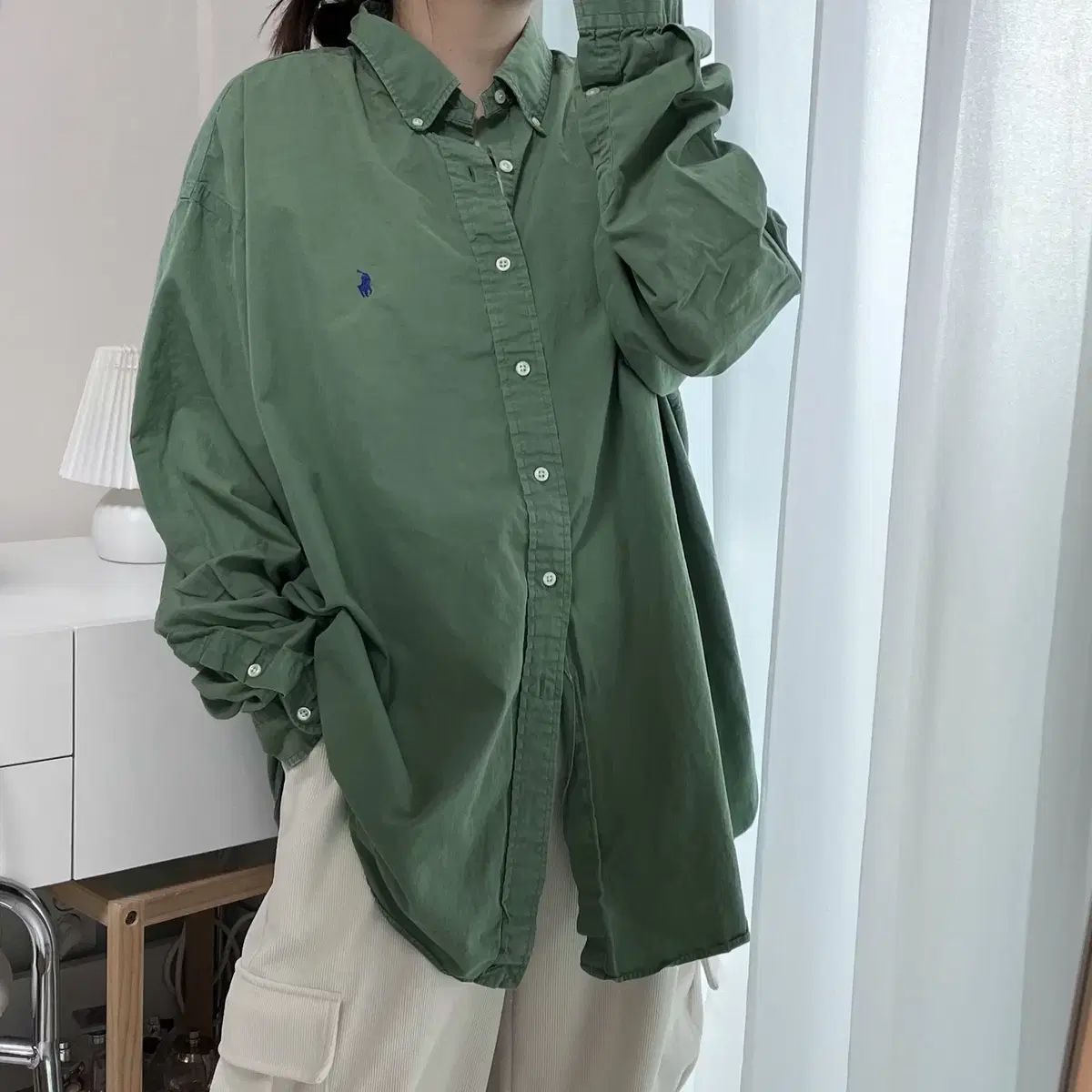 正規品 ポロ カーキ / ブルー ポニー BLAKE シャツ XXL