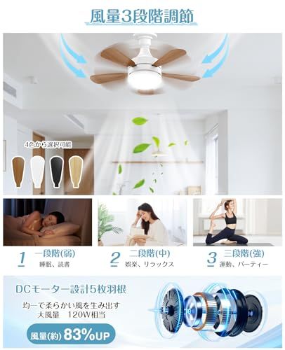 SUKITEN シーリングファンライト 6~8畳 正逆回転 小型 28W 3,000lm DC