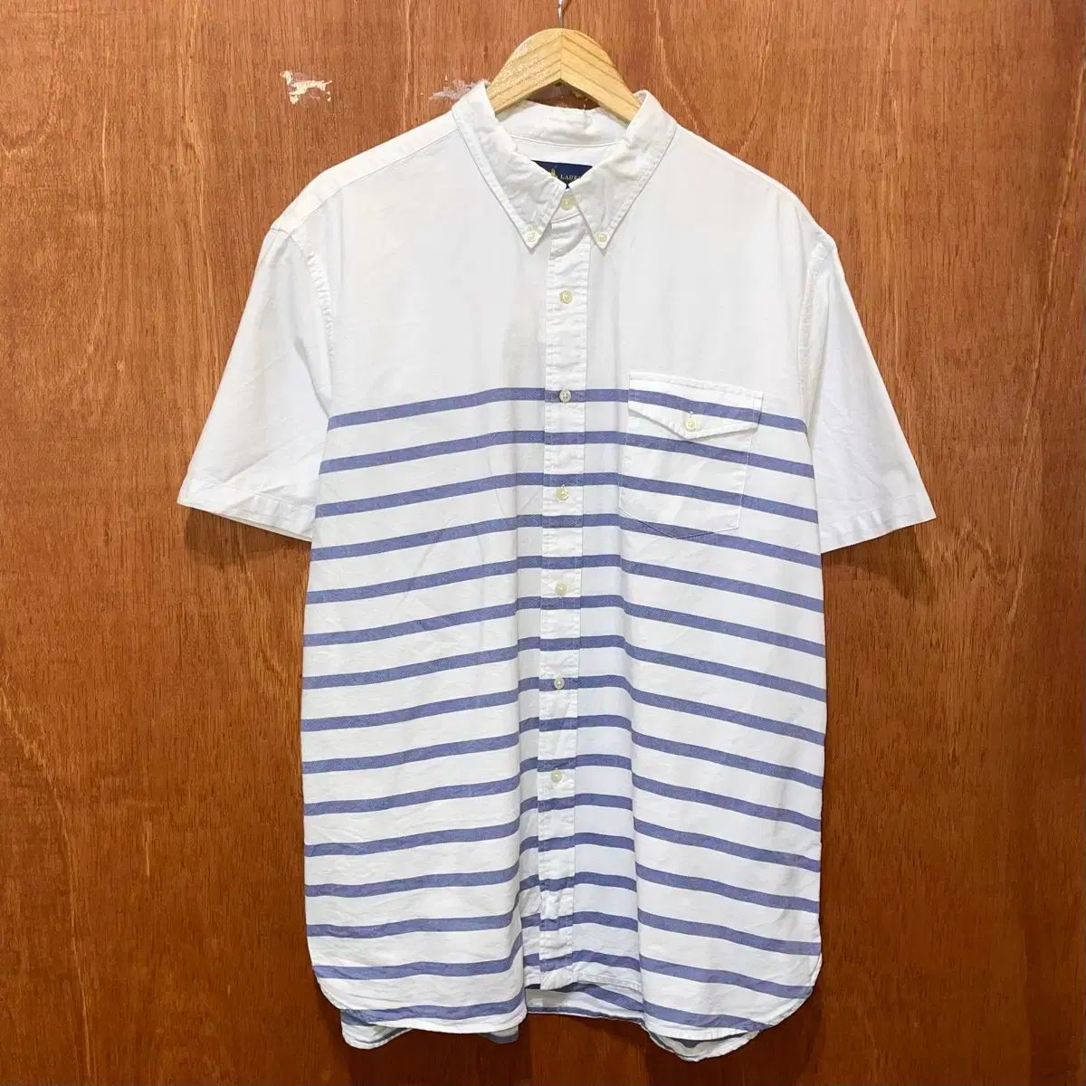 (2XL) POLO ポロラルフローレン ストライプ 半袖シャツ スリムフィット