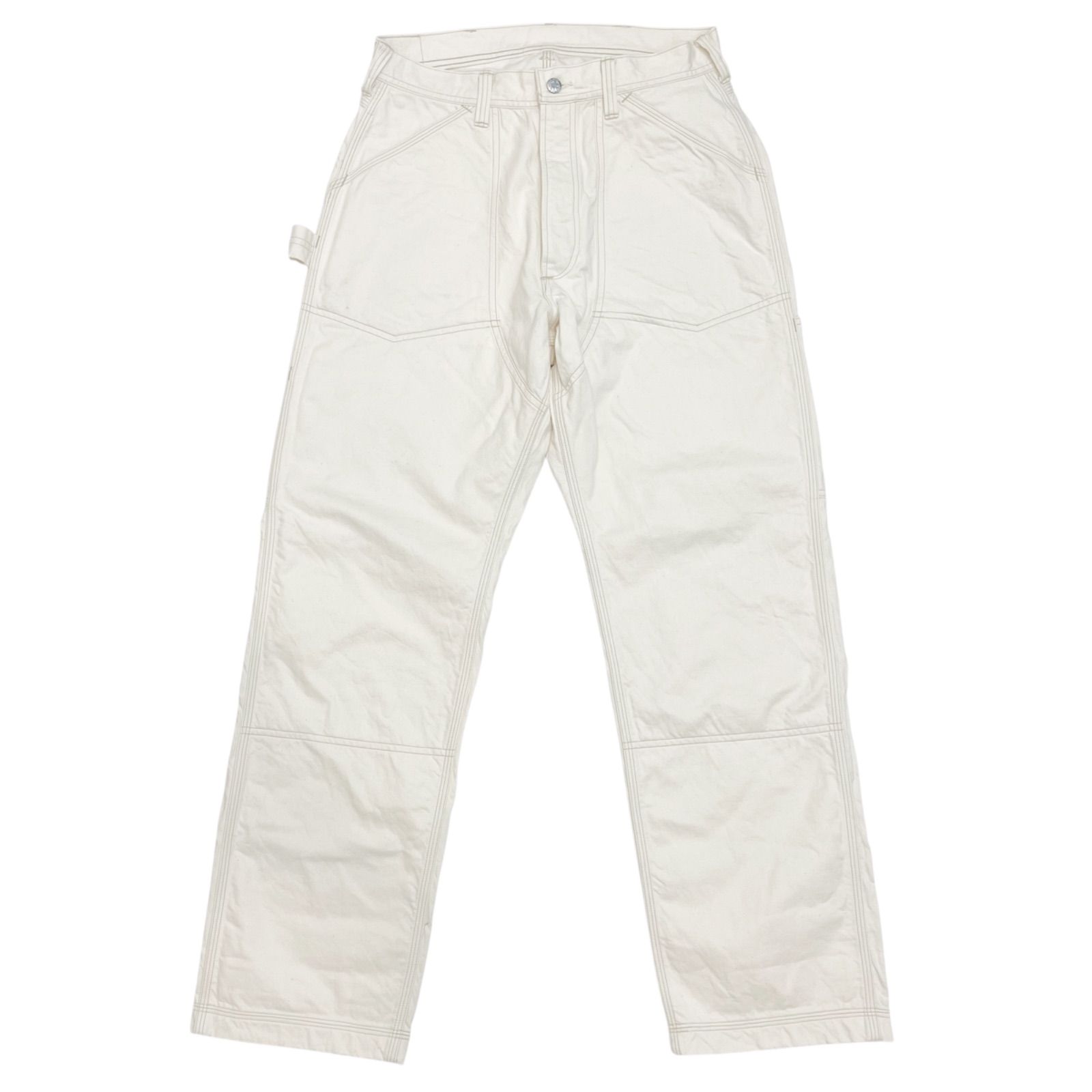 ほぼ新品 32-32 FREEWHEELERS THE IRONALL FACTORIES CO. Lot 102 DENIM OVERALLS RAW WHITE フリーホイーラーズ デニム オーバーオール ダブルニー ロウホワイト