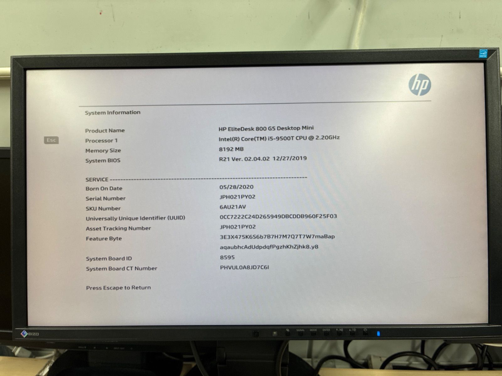 HP EliteDesk 800 G5 Mini i5-9500T 中古 BIOS確認済 - メルカリ