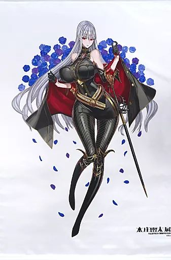【中古】タペストリー セルベリア・ブレス(立ち/花背景) B1タペストリー 「本庄雷太＆戦場のヴァルキュリア展」