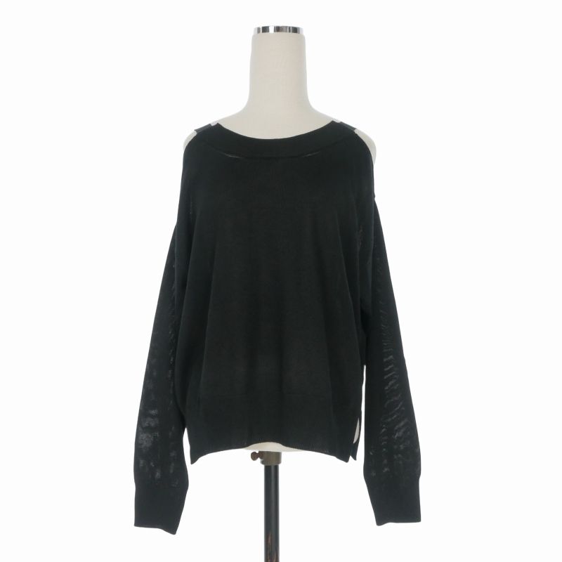メゾンマルジェラ 1 Maison Margiela 1 15SS オープンショルダー ニット セーター 長袖 S ブラック 黒 S31HA0719 国内正規