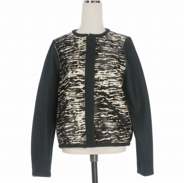イザベルマラン ISABEL MARANT Bremon Printed Pony Jacket ハラコ ノーカラージャケット ブルゾン 長袖 36 ブラック 黒 1171089 国内正規