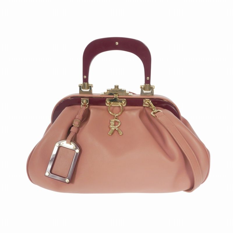 ロベルタディカメリーノ Roberta di Camerino 2WAY ロゴチャーム レザー ハンドバッグ ショルダーバッグ 鞄 ピンク