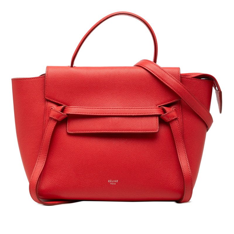 セリーヌ ベルトバッグ マイクロ ハンドバッグ ショルダーバッグ 2WAY F-GA-2137 レッド レザー レディース CELINE【1-0275373】