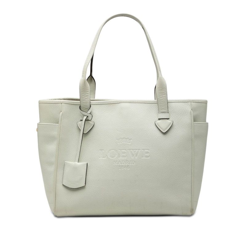 ロエベ ヘリテージ トートバッグ ショルダーバッグ ホワイト レザー レディース LOEWE【1-0275383】